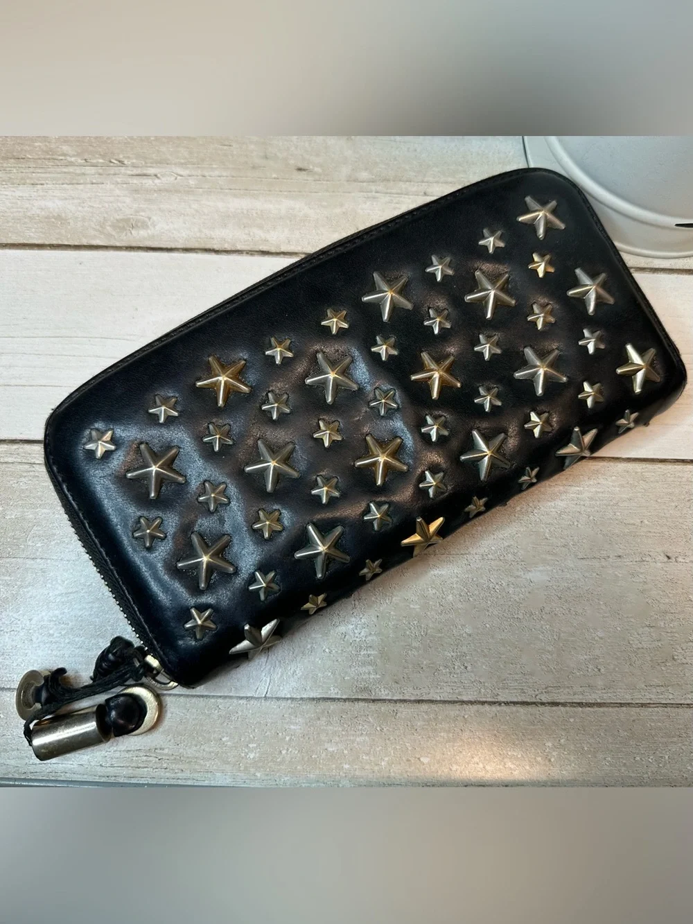 Jimmy Choo Filipa Star Studded Leather Zip-Around Wallet